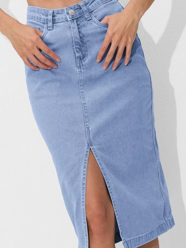 Mid Blue Women Denim Skirts - Image 4