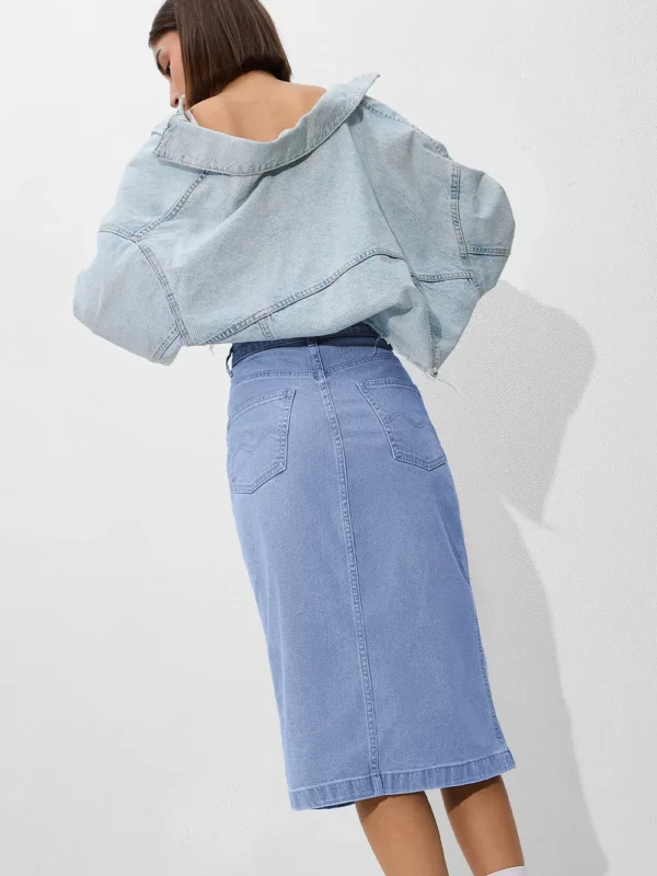 Mid Blue Women Denim Skirts - Image 5