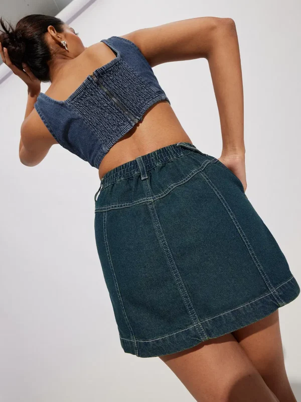 Classic Blue Women Denim Skirts - Image 6