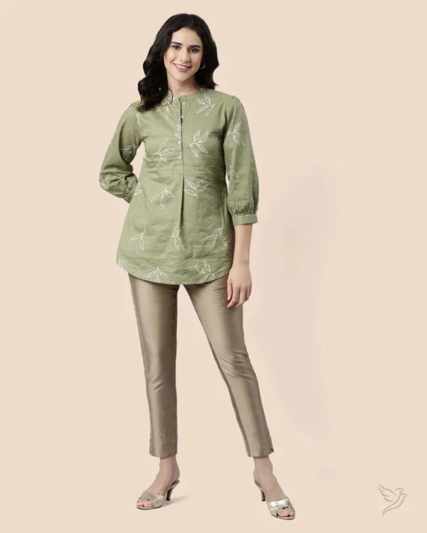 Metallic Straight Pant - Honey Dew - Image 8