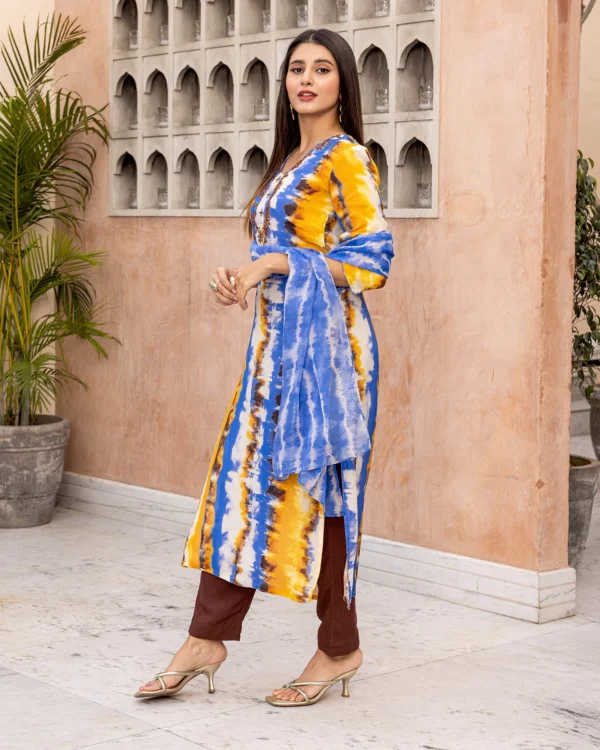 Women Yellow Tie Dye Suit Set - Image 4