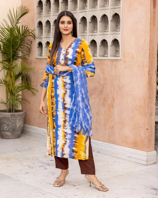 Women Yellow Tie Dye Suit Set