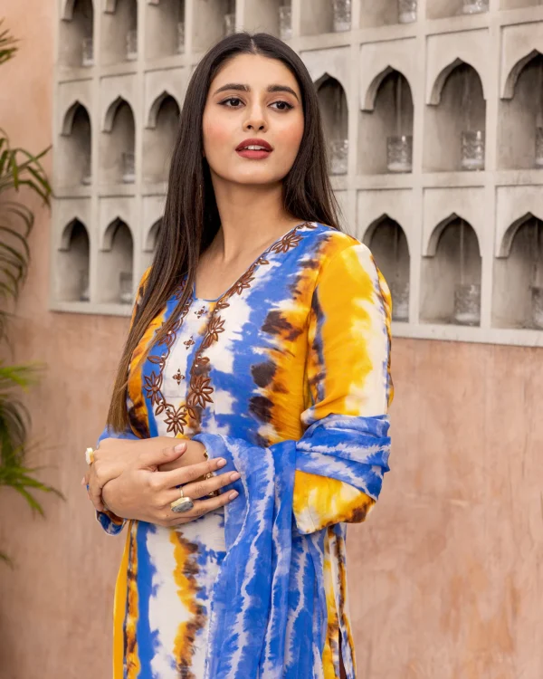 Women Yellow Tie Dye Suit Set - Image 2